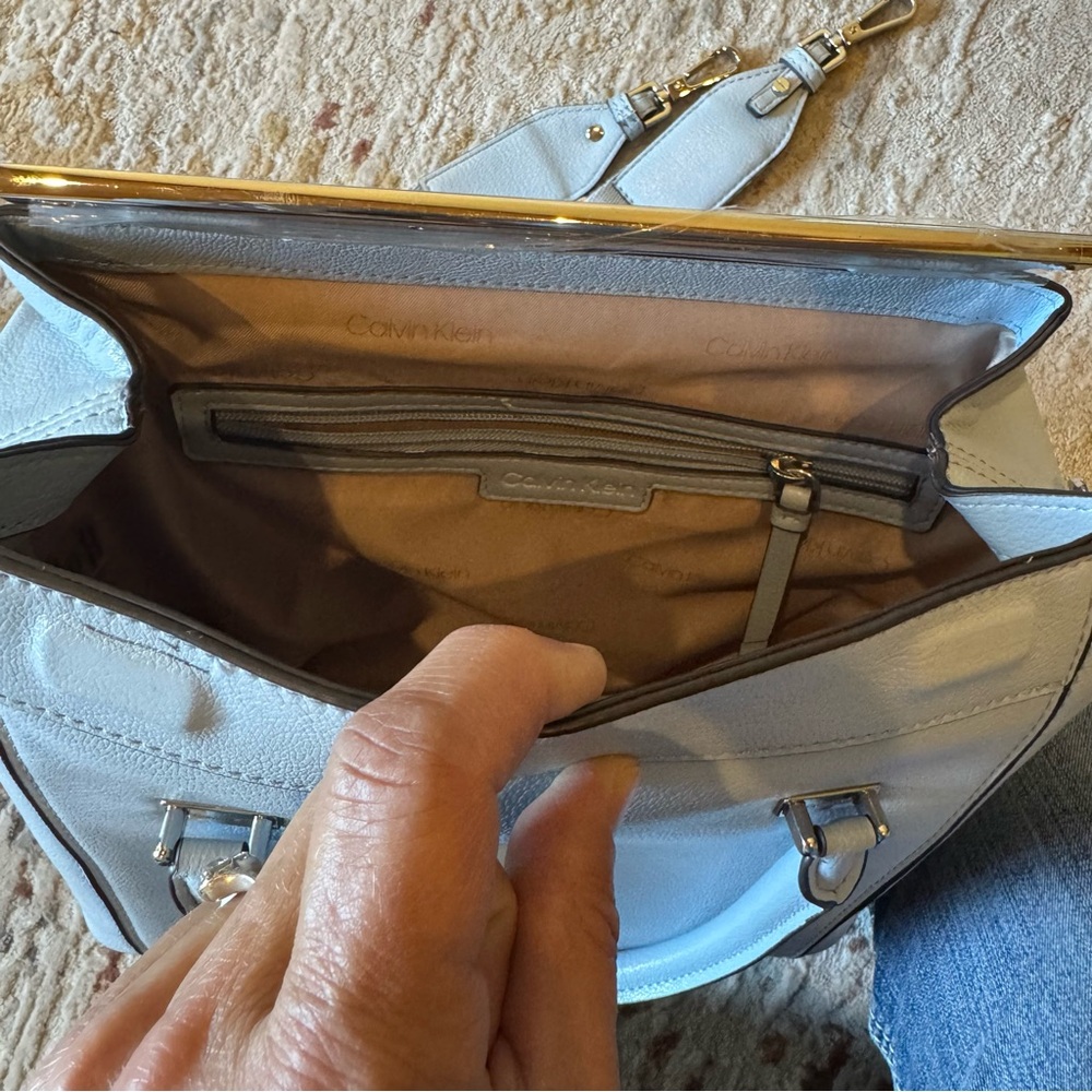 Calvin Klein Perry Organizational Dome Light Blue Satchel. Like New - Picture 7 of 12